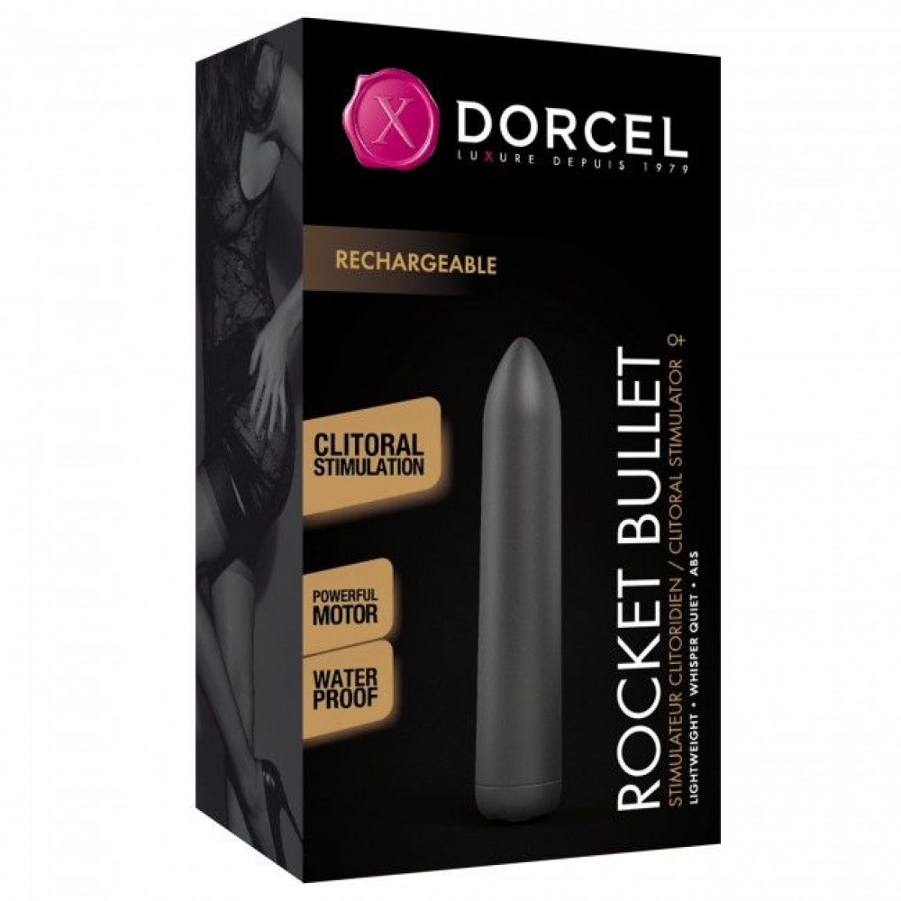 Клиторальный вибратор - Перезаряжаемая вибропуля Dorcel Rocket Bullet Black 1