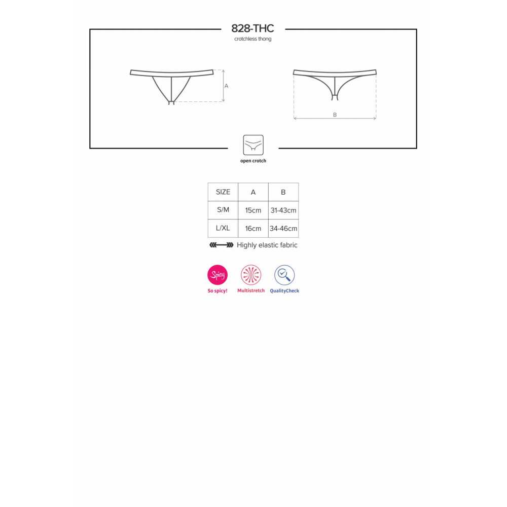 Сексуальные трусики - Кружевные танга с доступом Obsessive 828-THC-1 crotchless thong L/XL, черные 2