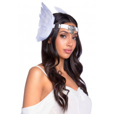 Повязка на голову с крыльями Leg Avenue Feather headband White, перья и натуральная кожа