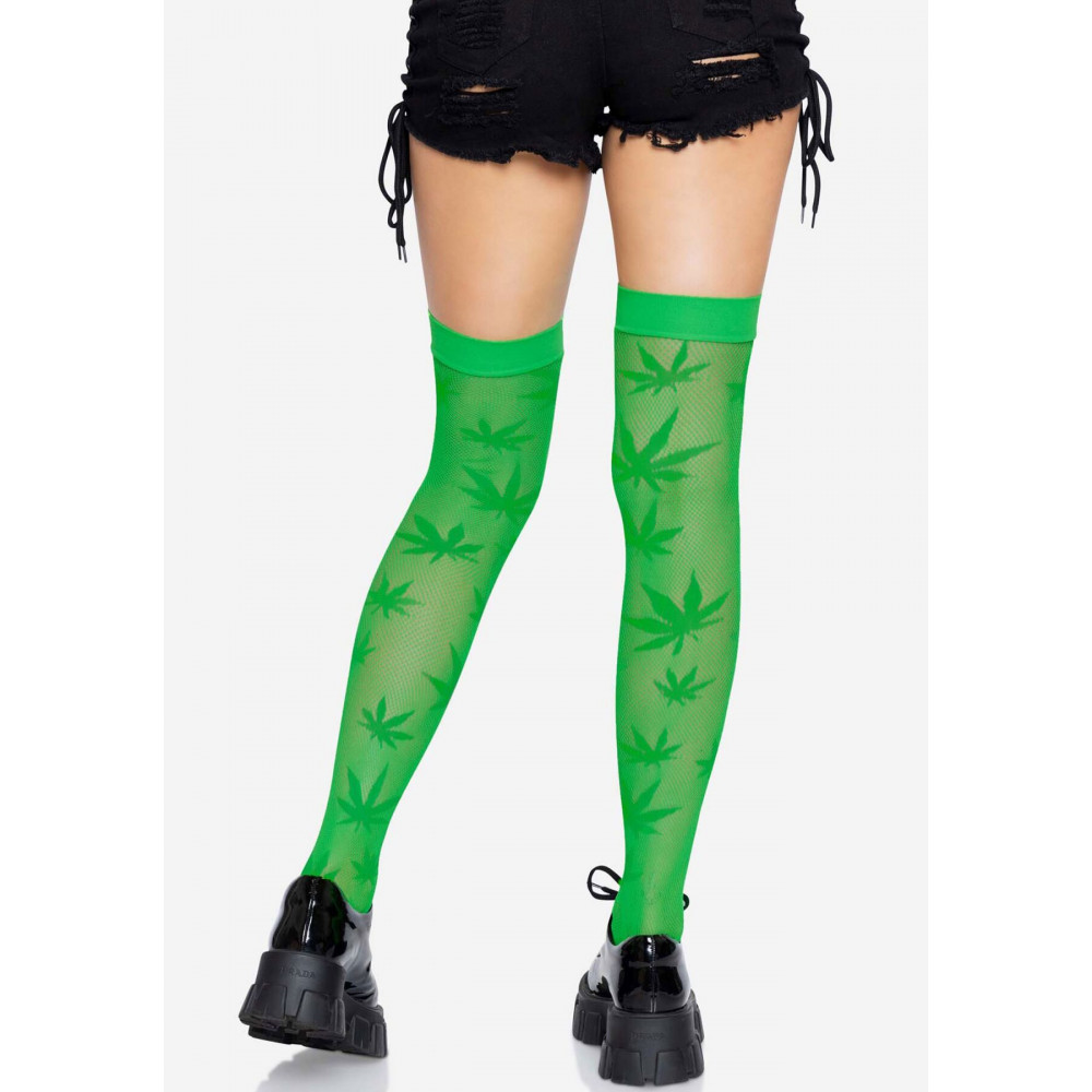 Чулки - Чулки Leg Avenue 420 Net thigh highs Green 4