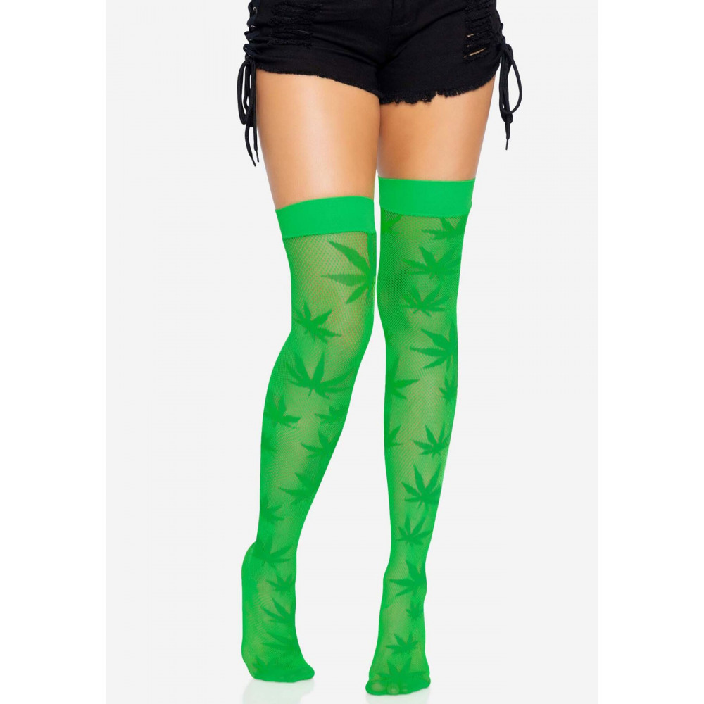 Чулки - Чулки Leg Avenue 420 Net thigh highs Green 2