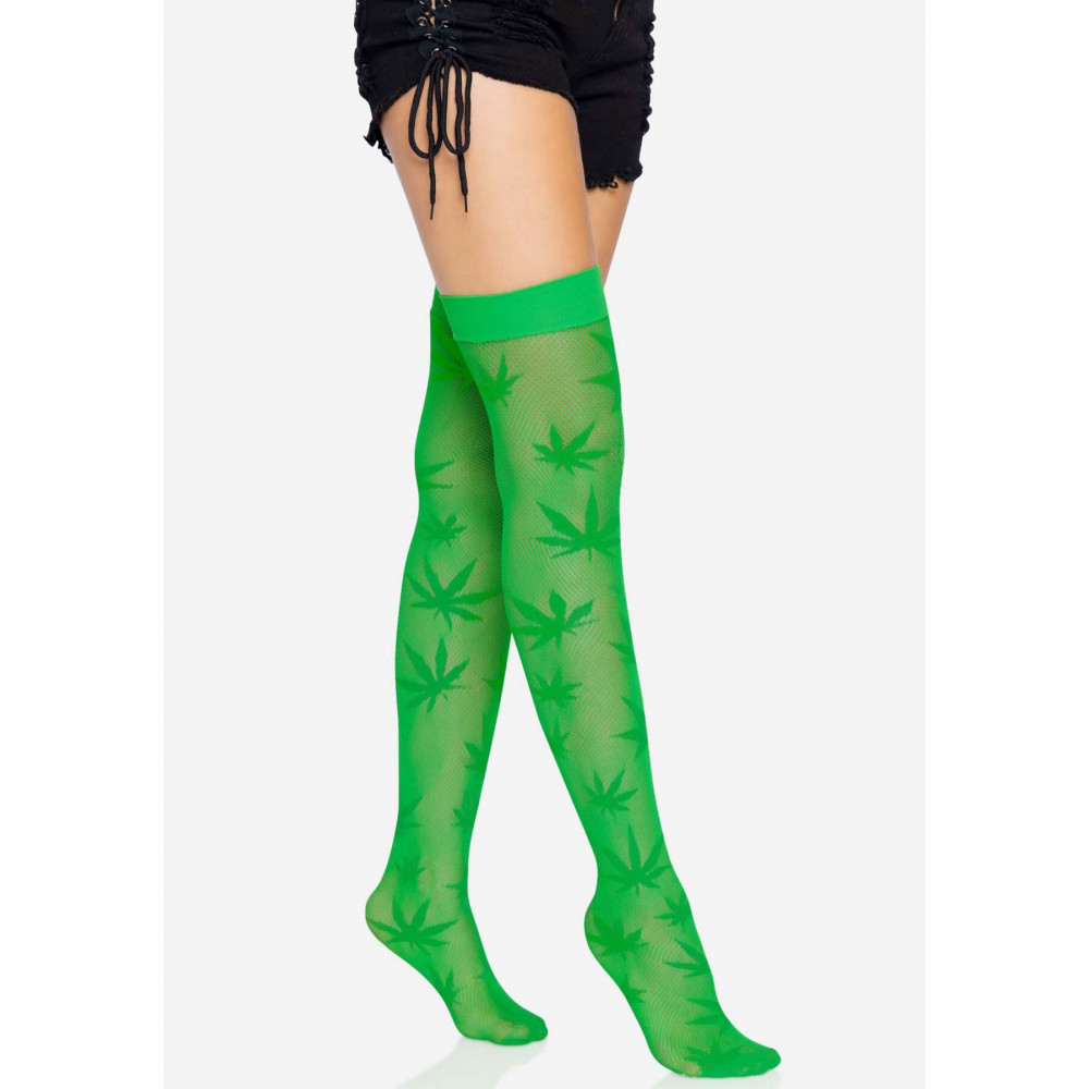 Чулки - Чулки Leg Avenue 420 Net thigh highs Green 1