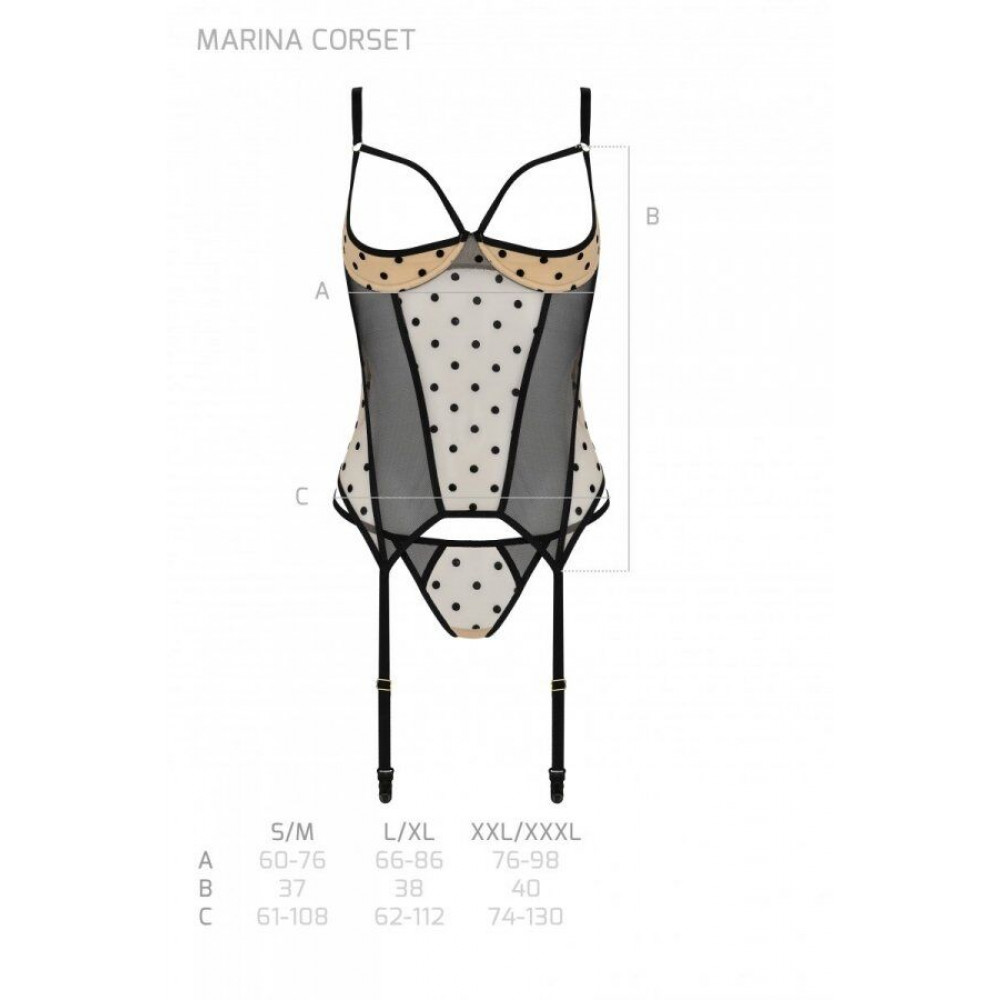Эротические корсеты - Корсет MARINA CORSET beige L/XL - Passion 4