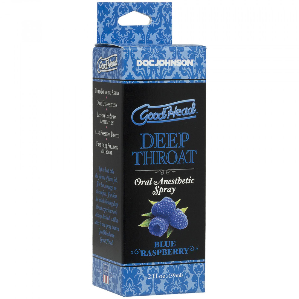 Стимулирующие средства и пролонгаторы - Спрей для минета Doc Johnson GoodHead DeepThroat Spray – Blue Raspberry 59 мл для глубокого минета 1