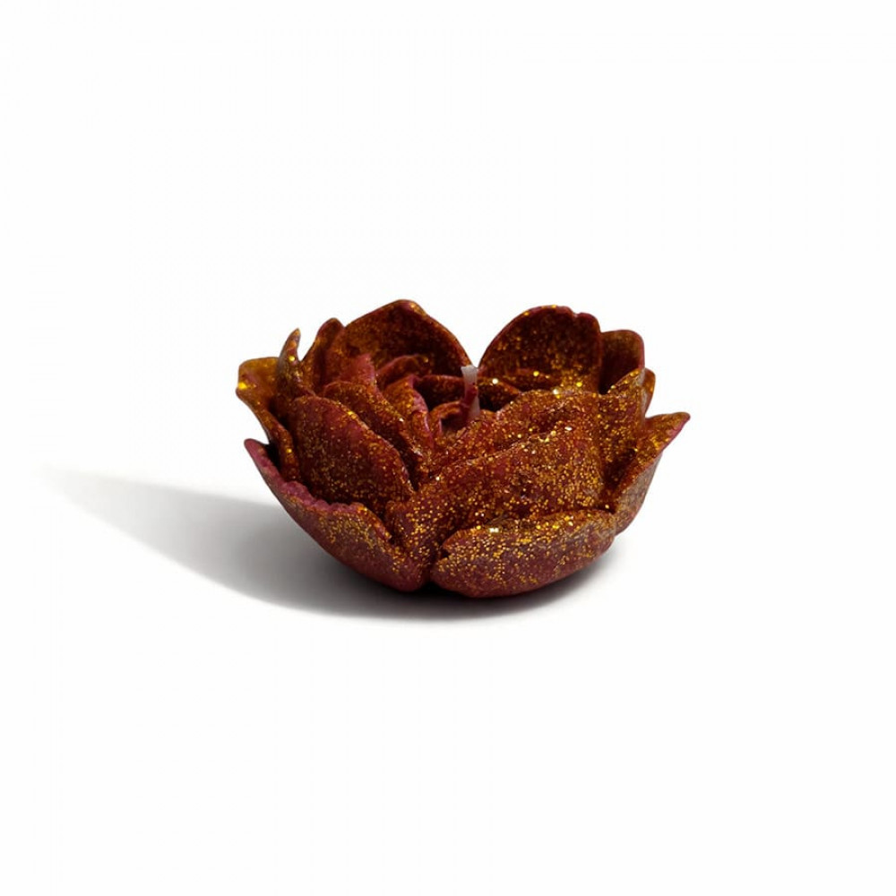 Різне - Свічка низькотемпературна у вигляді троянди з глітером GlowKink бордова, L 32