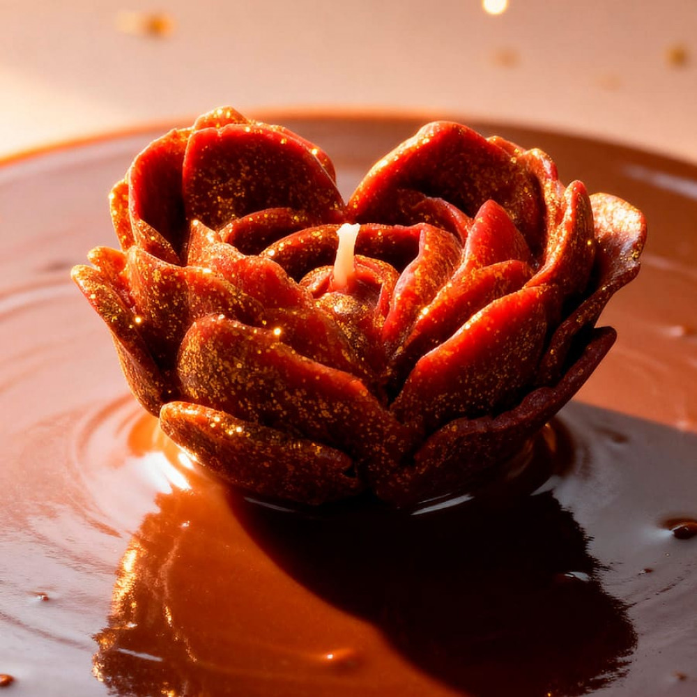 Різне - Свічка низькотемпературна у вигляді троянди з глітером GlowKink бордова, L 25