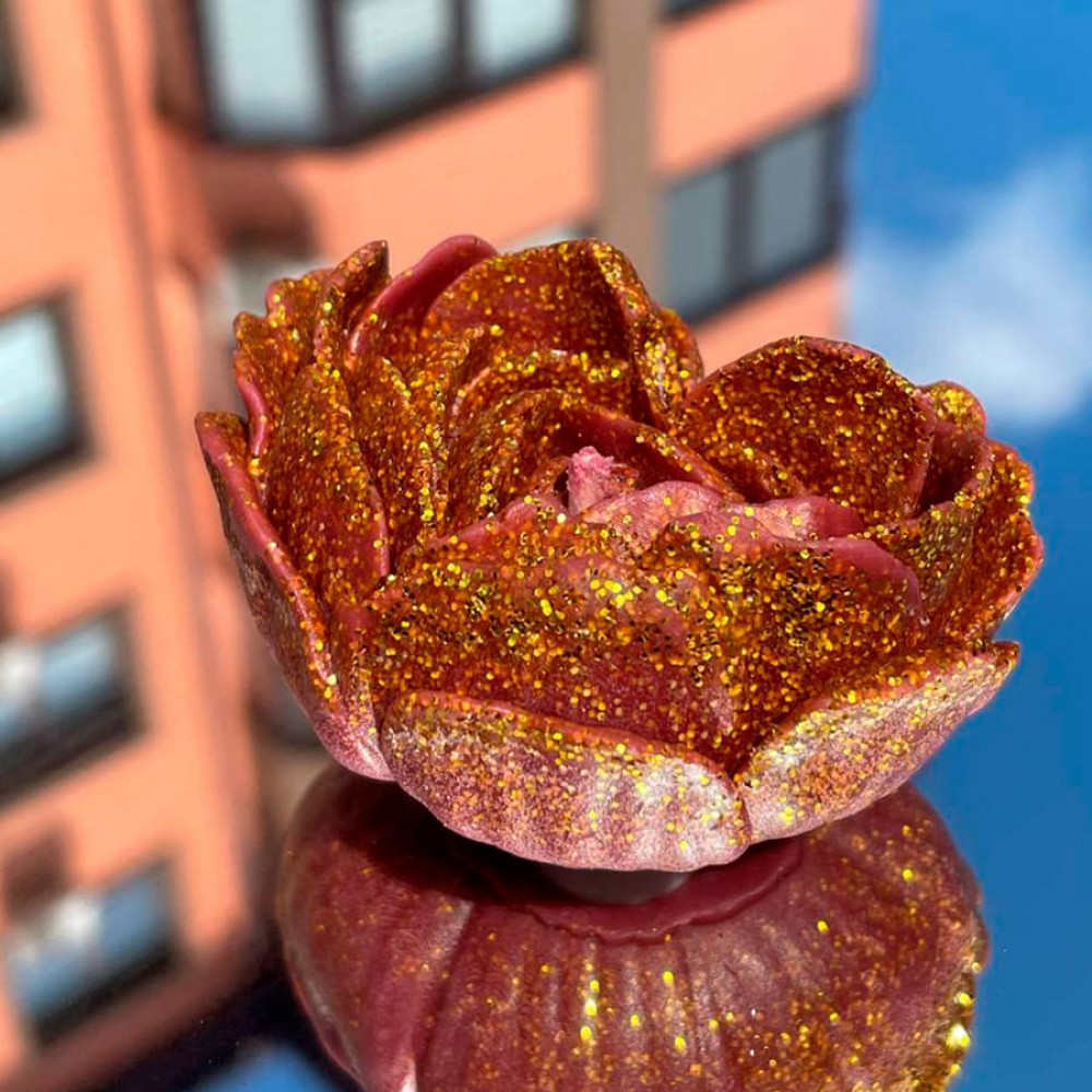 Різне - Свічка низькотемпературна у вигляді троянди з глітером GlowKink бордова, L 61