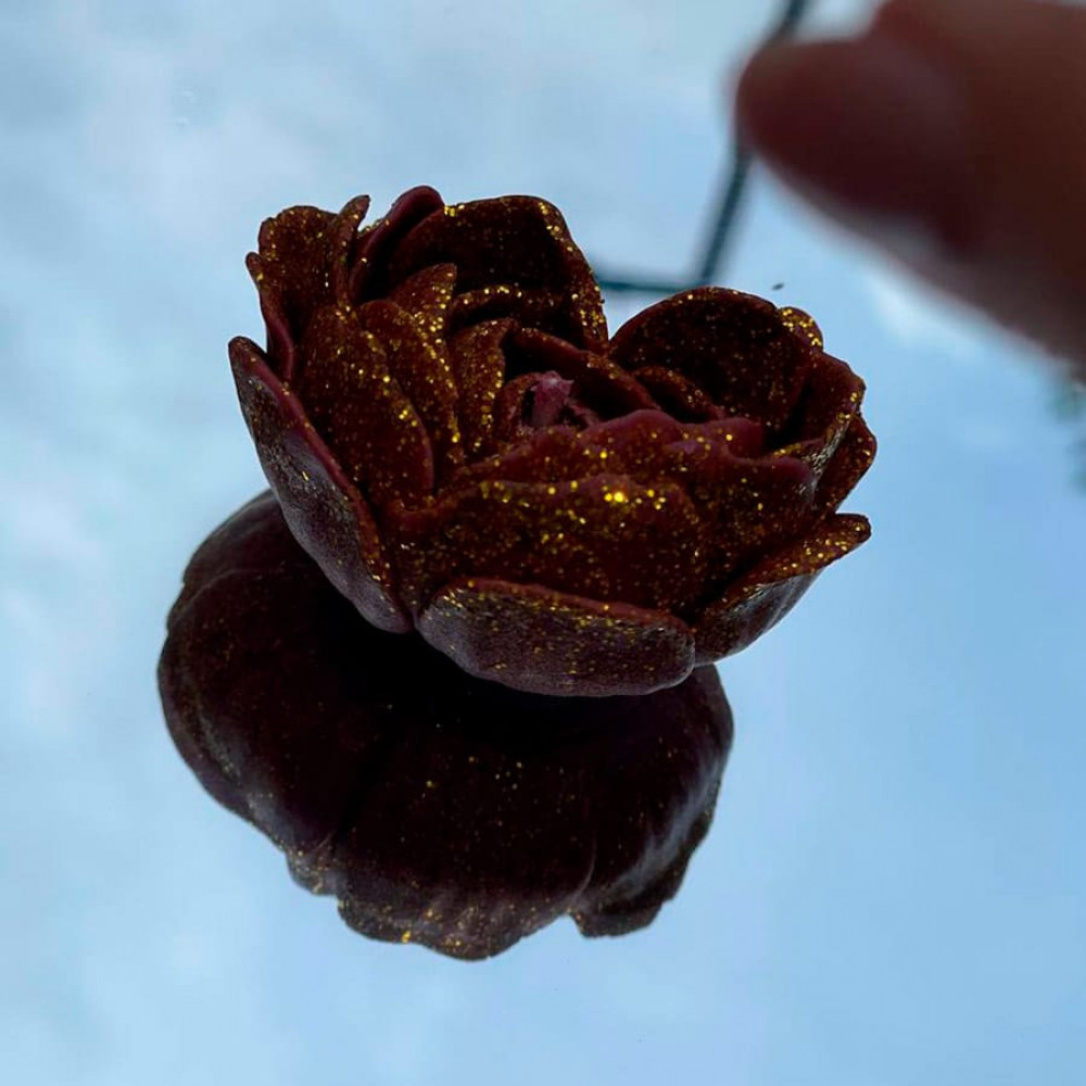 Різне - Свічка низькотемпературна у вигляді троянди з глітером GlowKink бордова, L 5