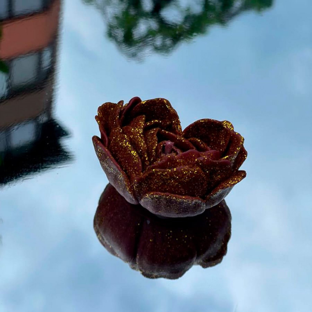 Різне - Свічка низькотемпературна у вигляді троянди з глітером GlowKink бордова, L 20