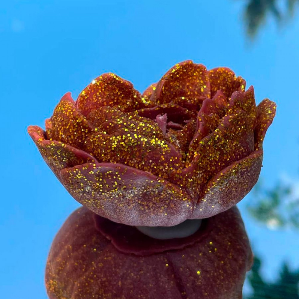 Різне - Свічка низькотемпературна у вигляді троянди з глітером GlowKink бордова, L 2