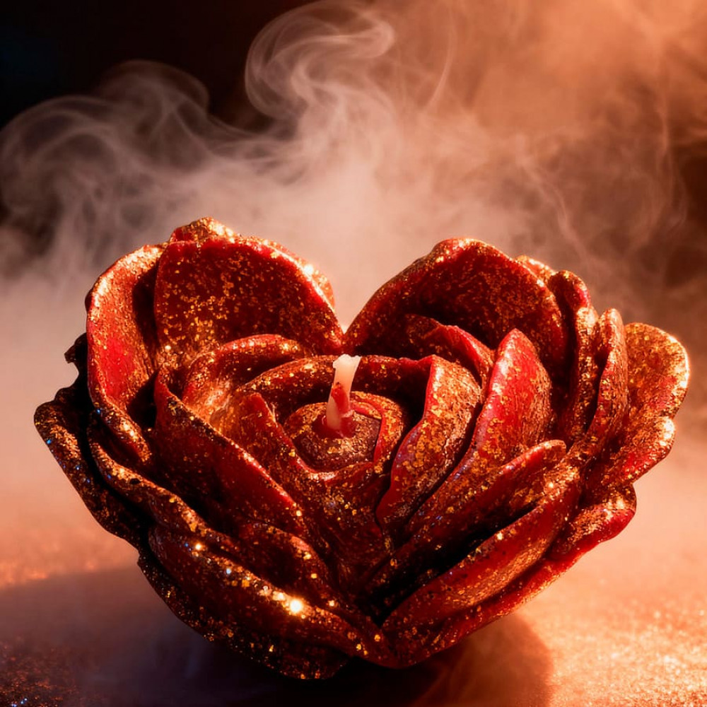 Різне - Свічка низькотемпературна у вигляді троянди з глітером GlowKink бордова, L 33