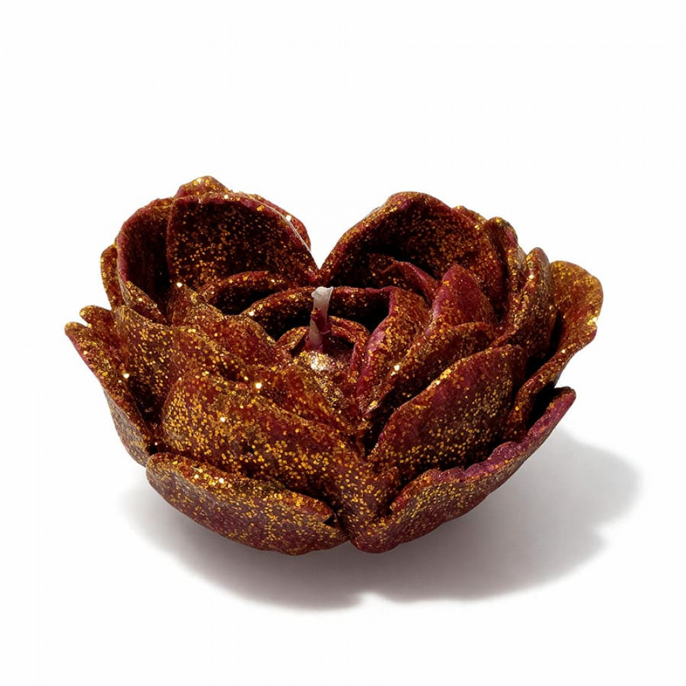 Різне - Свічка низькотемпературна у вигляді троянди з глітером GlowKink бордова, L 46