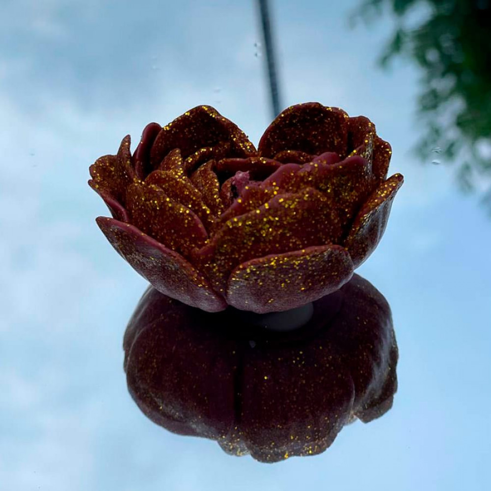 Різне - Свічка низькотемпературна у вигляді троянди з глітером GlowKink бордова, L 9