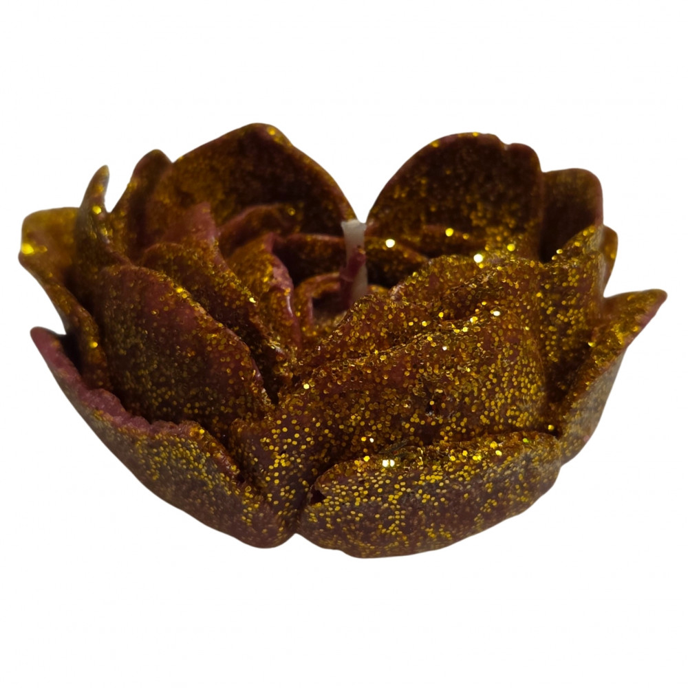 Різне - Свічка низькотемпературна у вигляді троянди з глітером GlowKink бордова, L 35