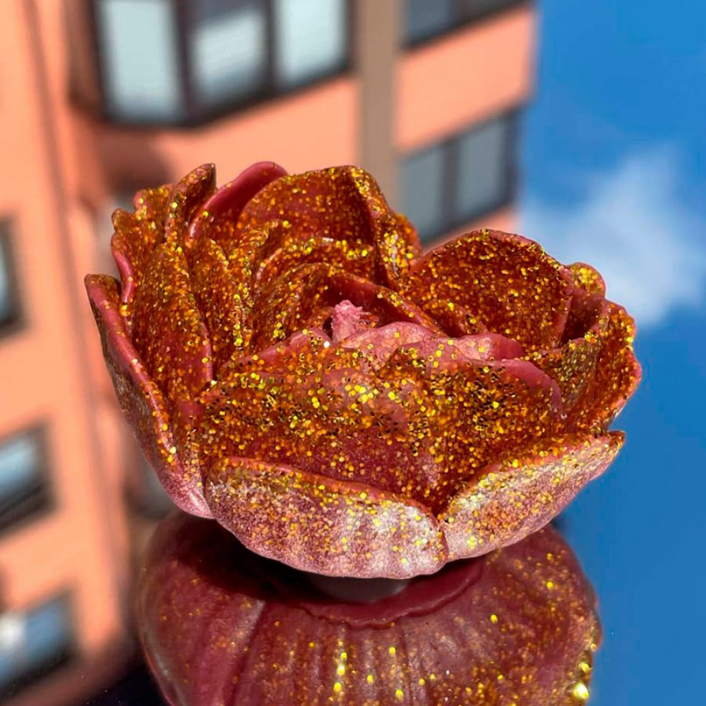 Різне - Свічка низькотемпературна у вигляді троянди з глітером GlowKink бордова, L 60