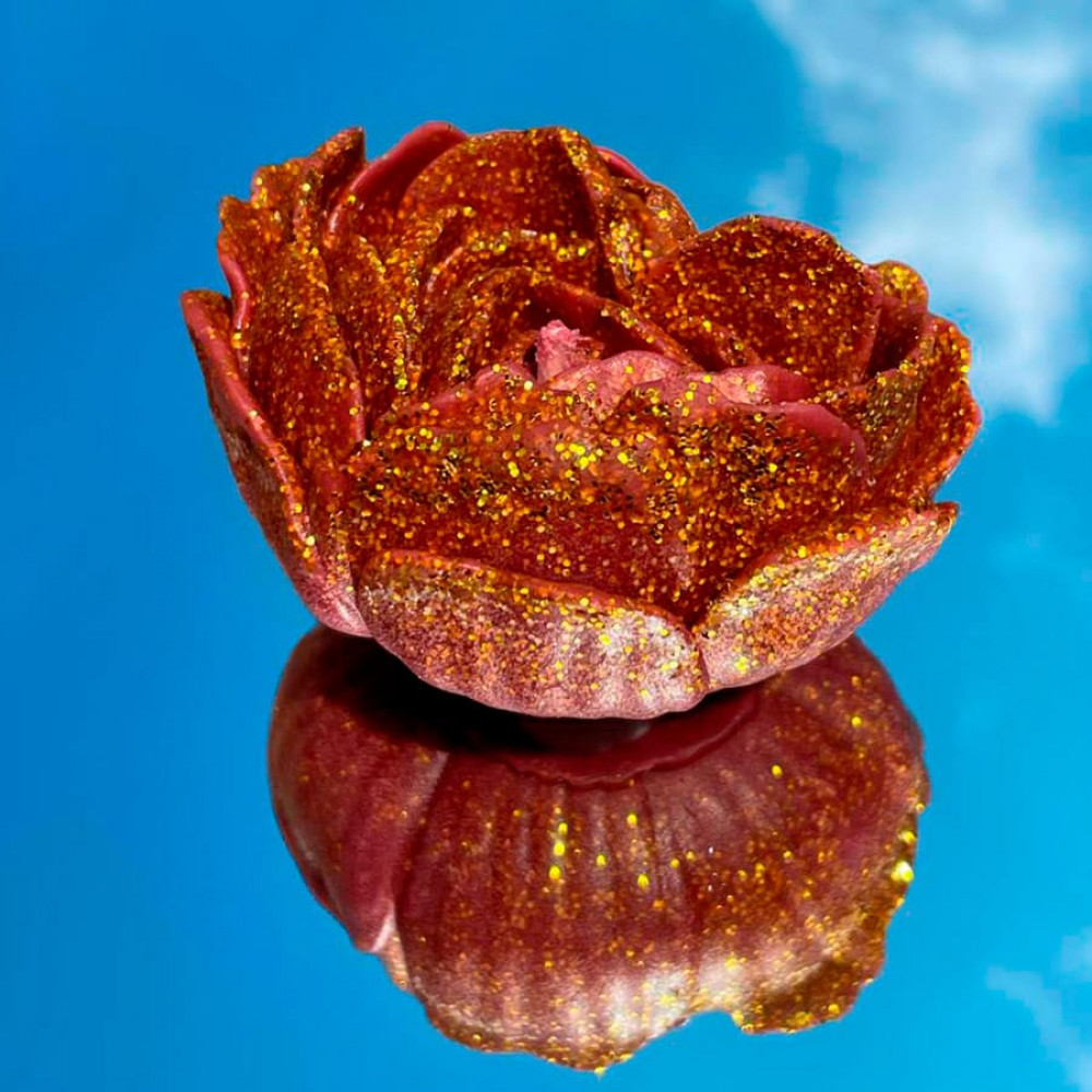 Різне - Свічка низькотемпературна у вигляді троянди з глітером GlowKink бордова, L 52