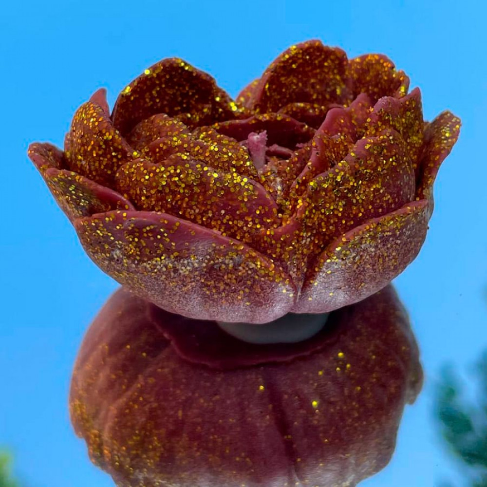 Різне - Свічка низькотемпературна у вигляді троянди з глітером GlowKink бордова, L 4