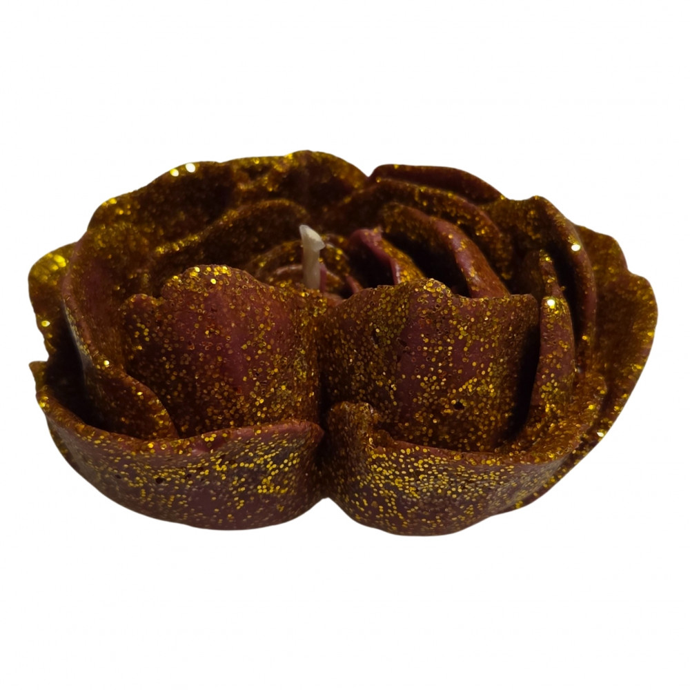 Різне - Свічка низькотемпературна у вигляді троянди з глітером GlowKink бордова, L 36