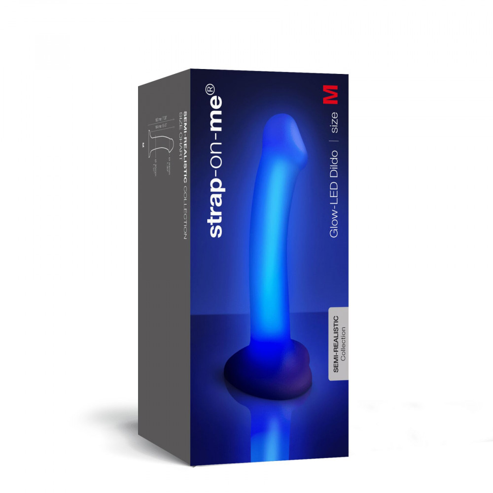 Фалоімітатор - Дилдо, що світиться Strap-On-Me Glow-LED Dildo Purple - M 2