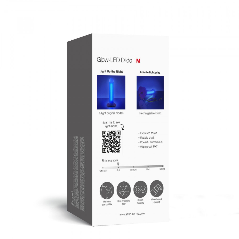 Фалоімітатор - Дилдо, що світиться Strap-On-Me Glow-LED Dildo Purple - M 3