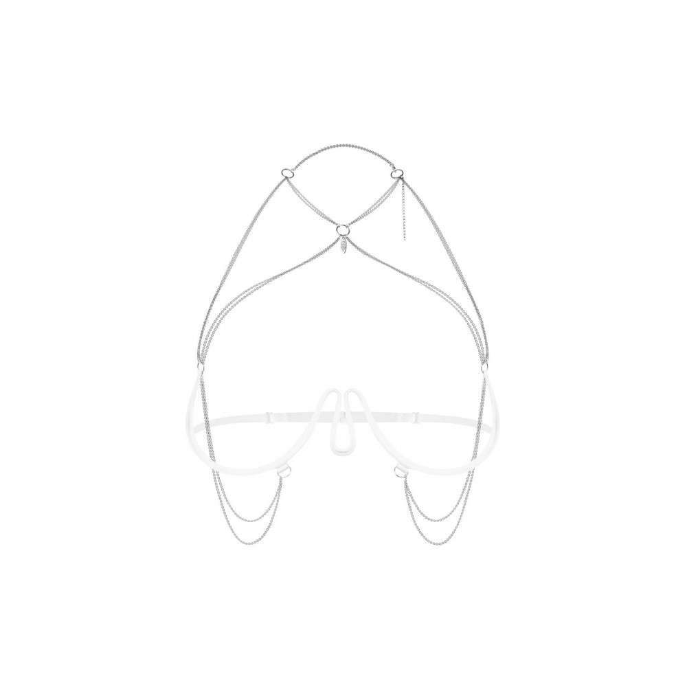 Різне - Прикраса на тіло Obsessive Lustique White harness bra S/M/L 1