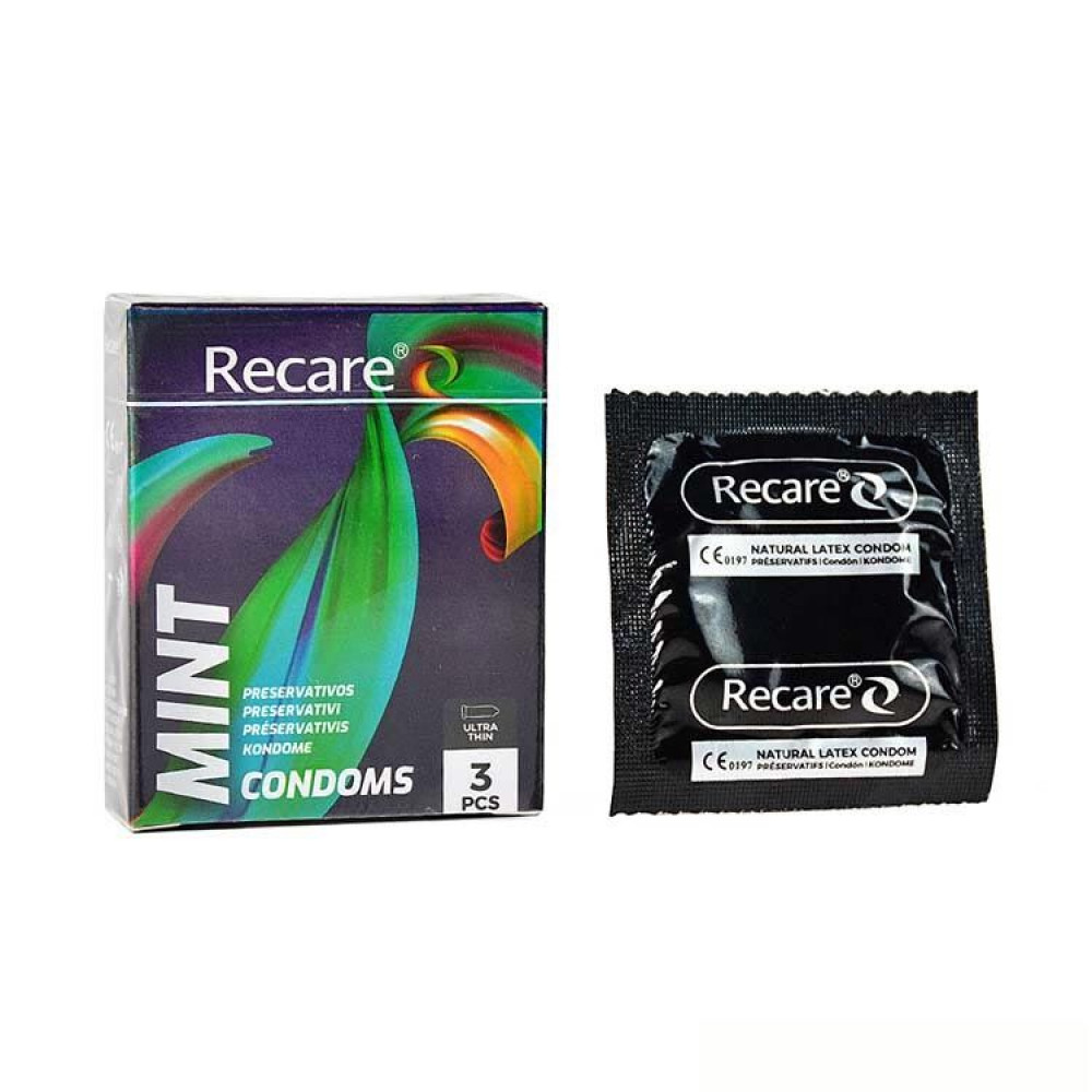 Презервативы - Презервативы Holographic Recare Ultra Thin Mint Condoms 3 шт, ультратонкие, аромат: мята