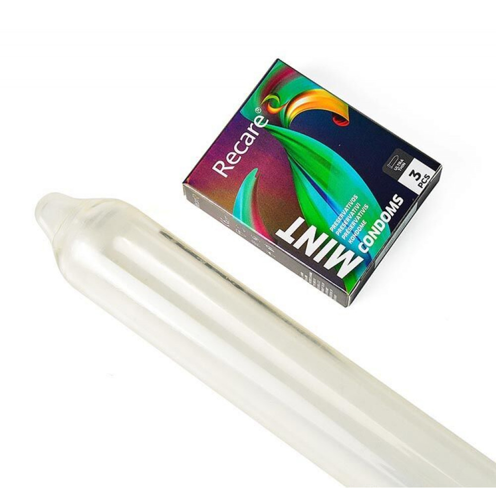 Презервативы - Презервативы Holographic Recare Ultra Thin Mint Condoms 3 шт, ультратонкие, аромат: мята 3