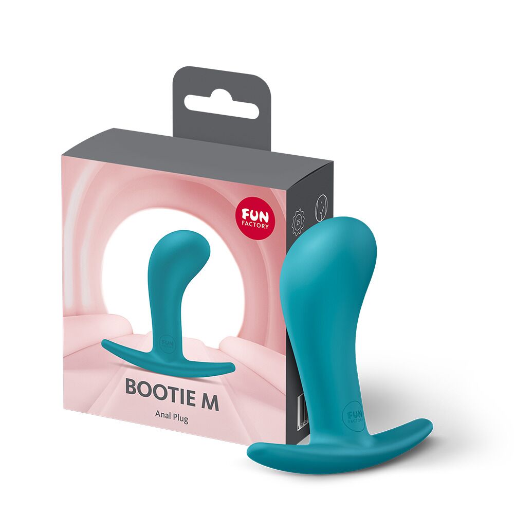Анальні іграшки без вібрації - Анальна пробка Fun Factory BOOTIE M Aquamarine, діаметр 3,3 см, тонкий обмежувач 2