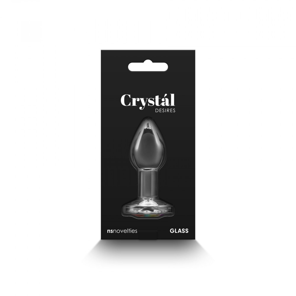 Анальные игрушки без вибрации - Стеклянная анальная пробка NS Novelties Crystal - Desires - Rainbow Gem - Small 3