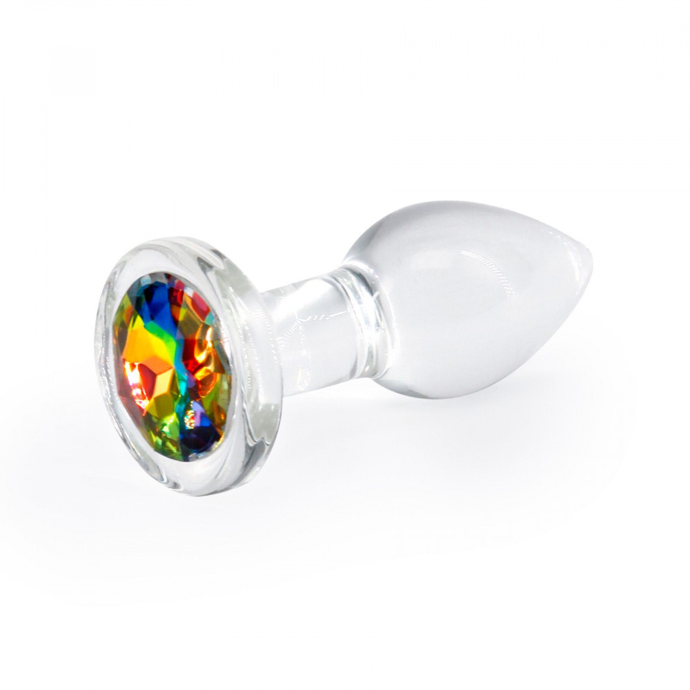 Анальные игрушки без вибрации - Стеклянная анальная пробка NS Novelties Crystal - Desires - Rainbow Gem - Small