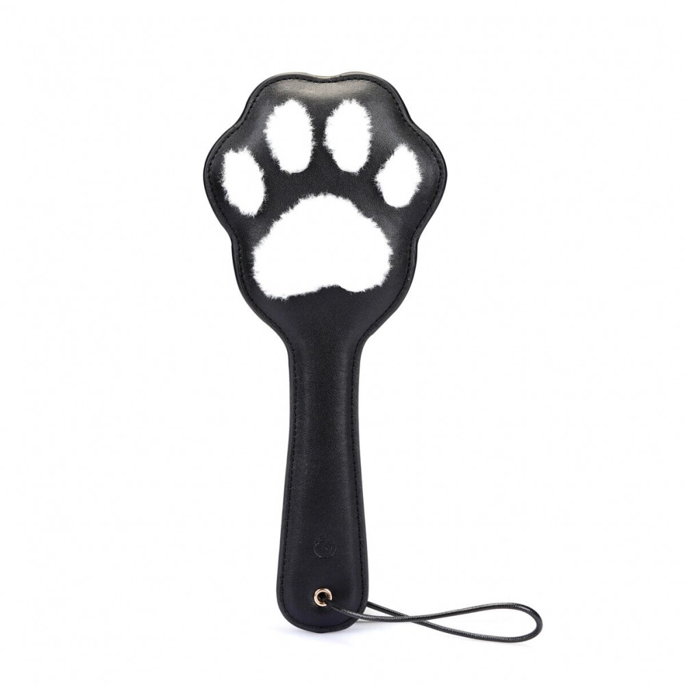 Плети, стеки, флоггеры, тиклеры - Паддл в виде кошачьей лапки Liebe Seele Round Paddle Black/White
