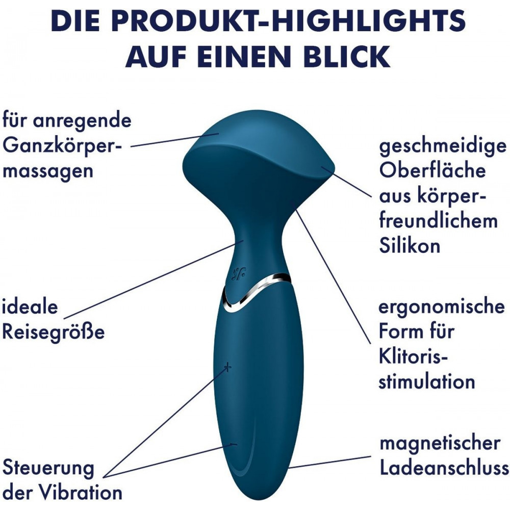 Разное - Универсальный компактный мощный массажер Satisfyer Mini Wand-er синий 6