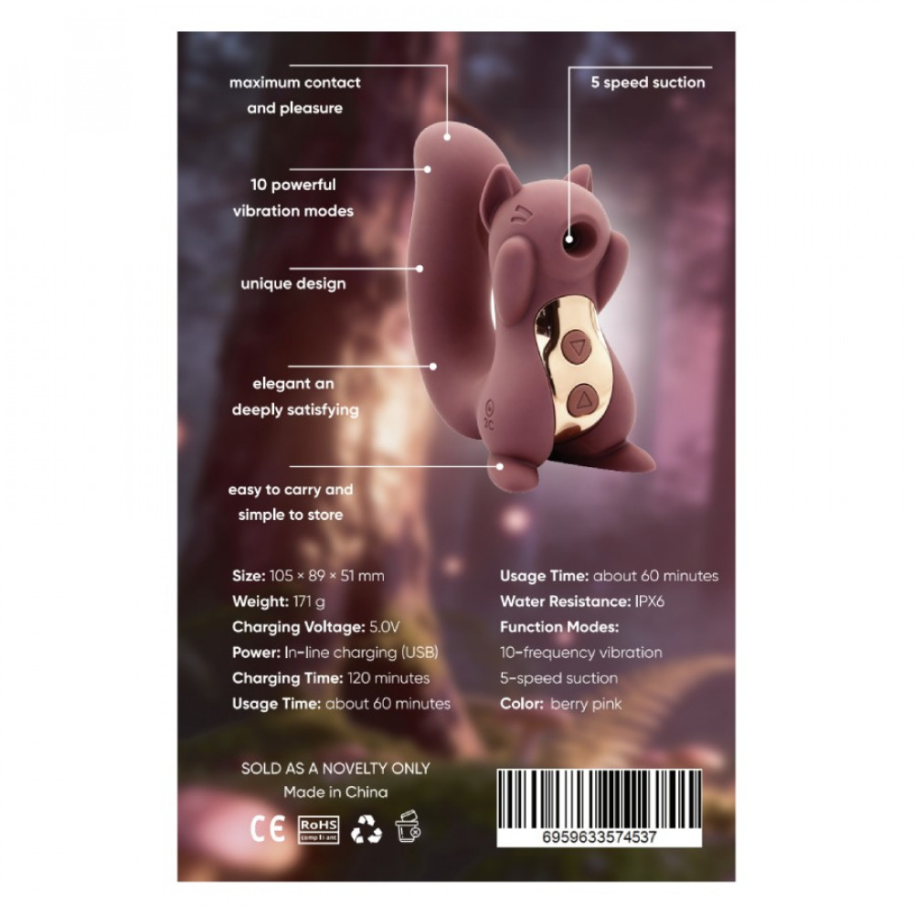 Різне - Вакуумний стимулятор для клітора з вібрацією у формі білки Sweet Em, рожевий 5