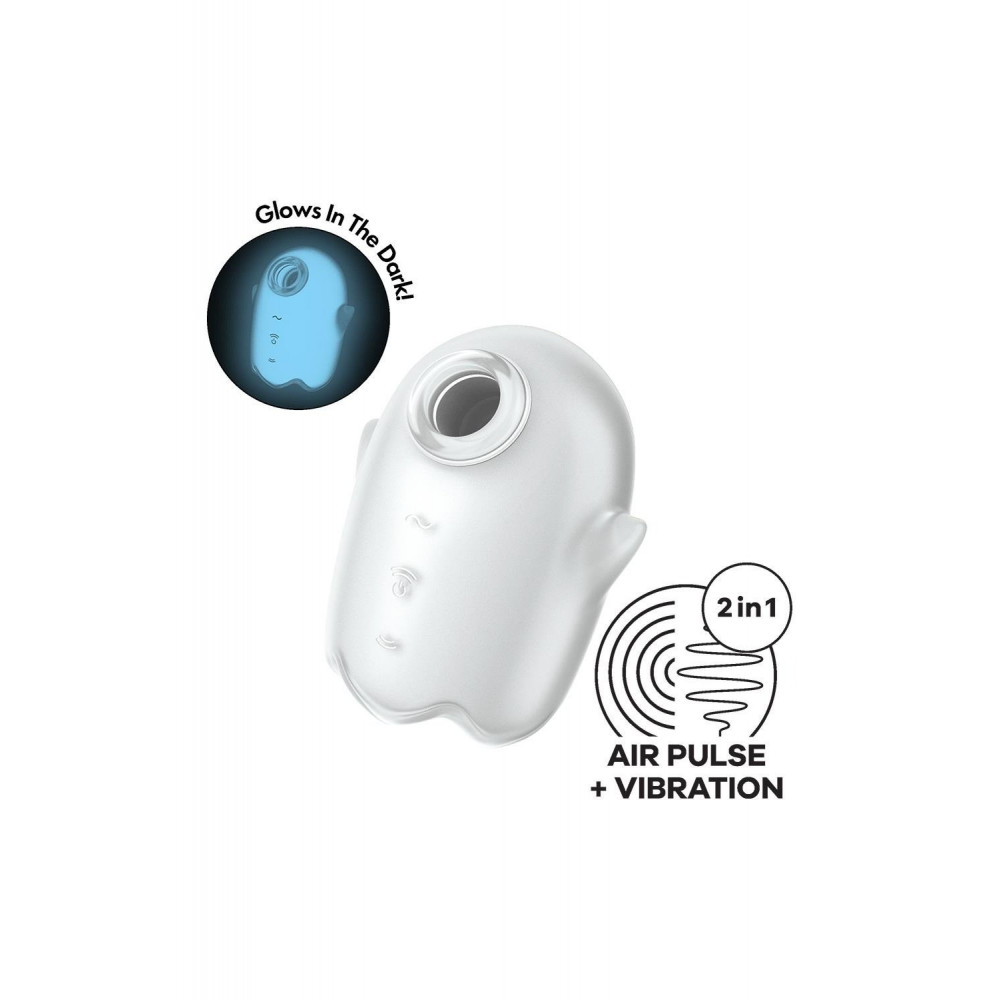 Вакуумный вибратор - Вакуумный вибратор Satisfyer Glowing Ghost светится в темноте, белый, 8.4 см 1