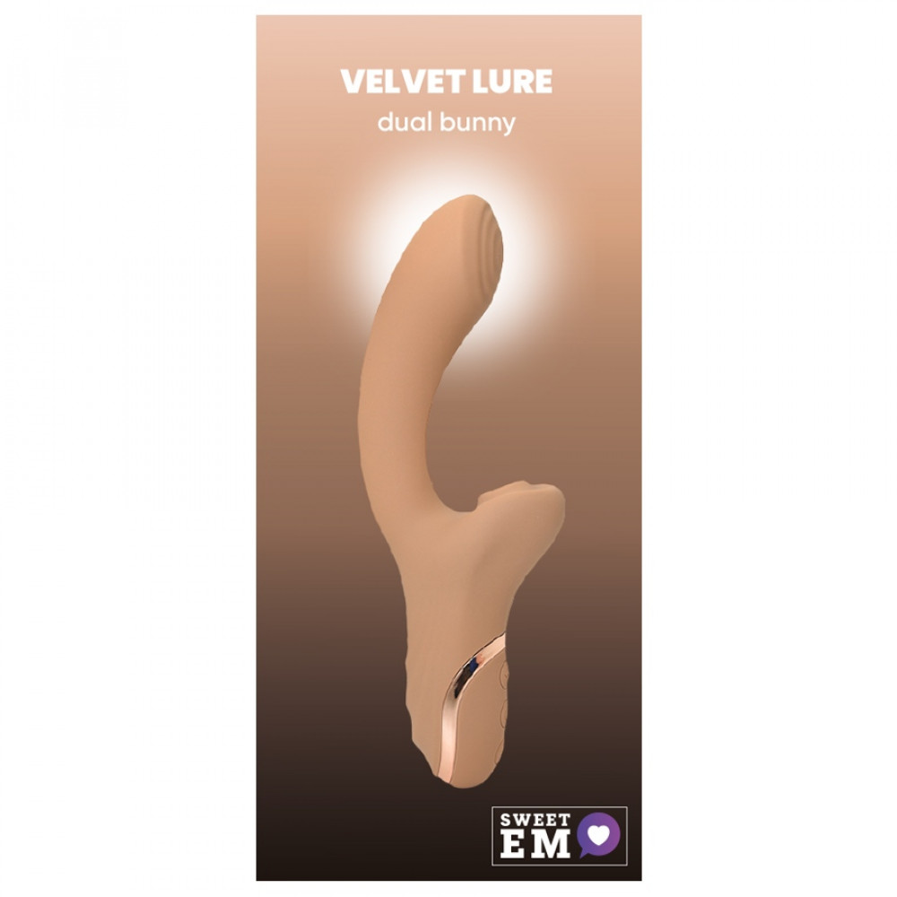 Різне - Вібратор для точки G з вакуумним стимулятором клітора Sweet Em Velvet Lure бежевий