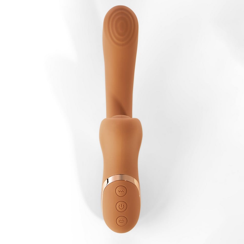 Різне - Вібратор для точки G з вакуумним стимулятором клітора Sweet Em Velvet Lure бежевий 6