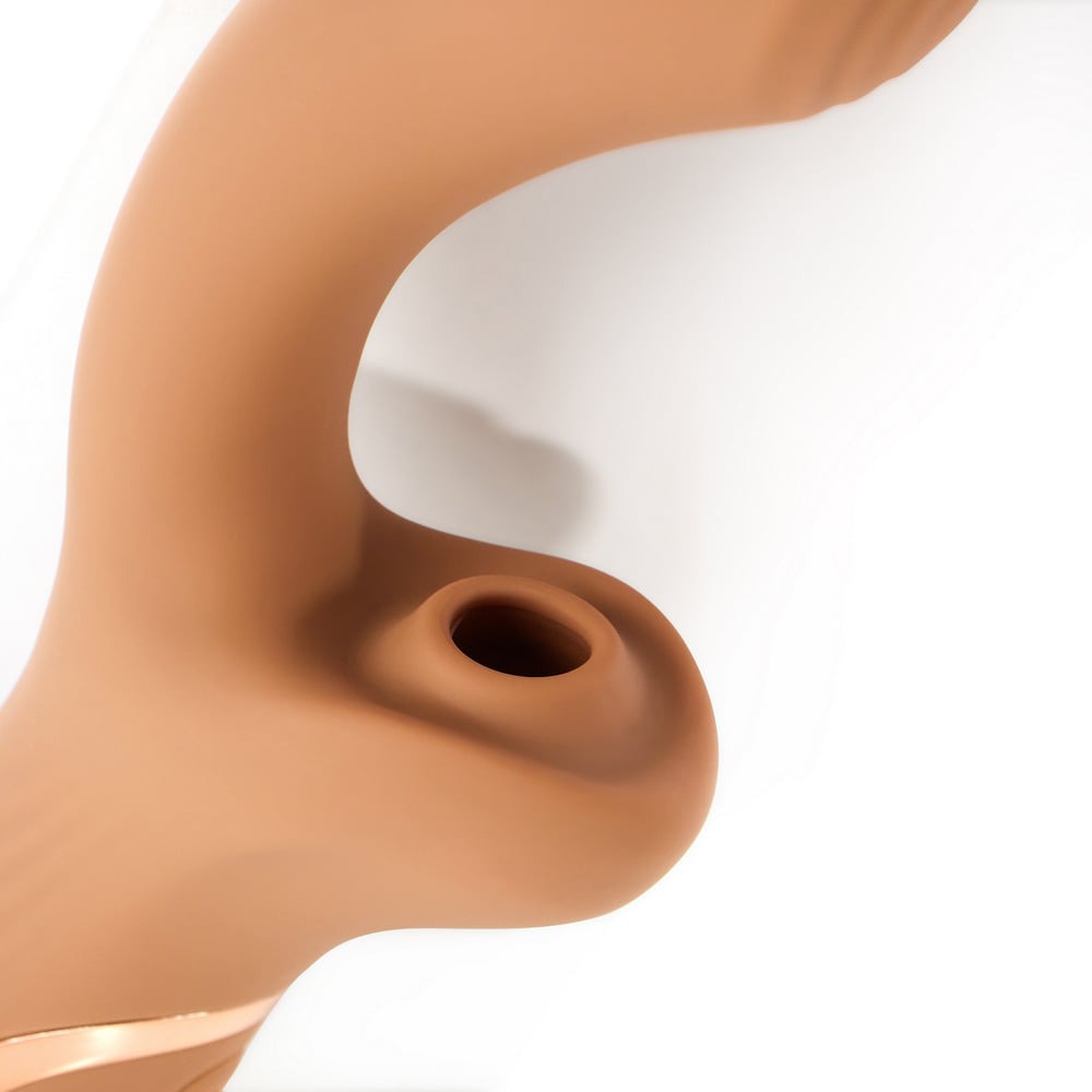 Різне - Вібратор для точки G з вакуумним стимулятором клітора Sweet Em Velvet Lure бежевий 4