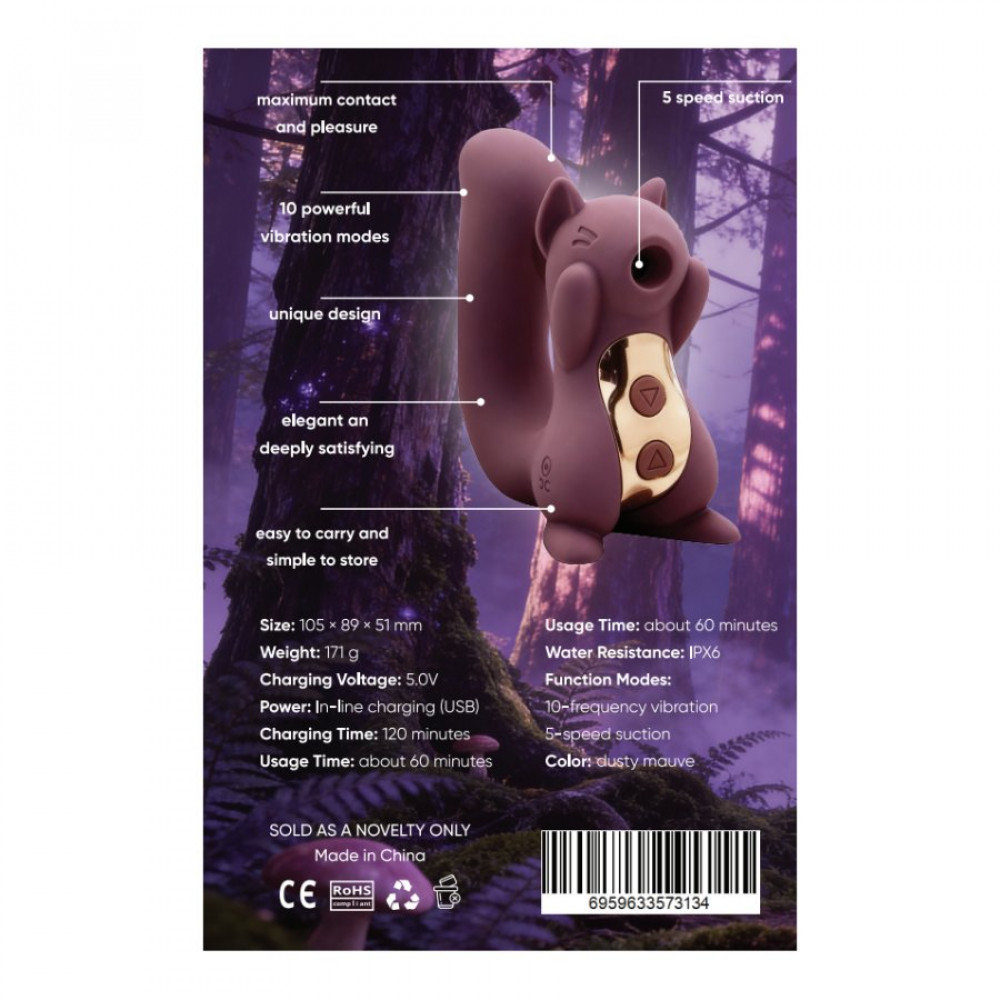 Вибропули и мини-вибраторы - Вибратор вакуумный в форме белочки Sweet Em, фиолетовый 6