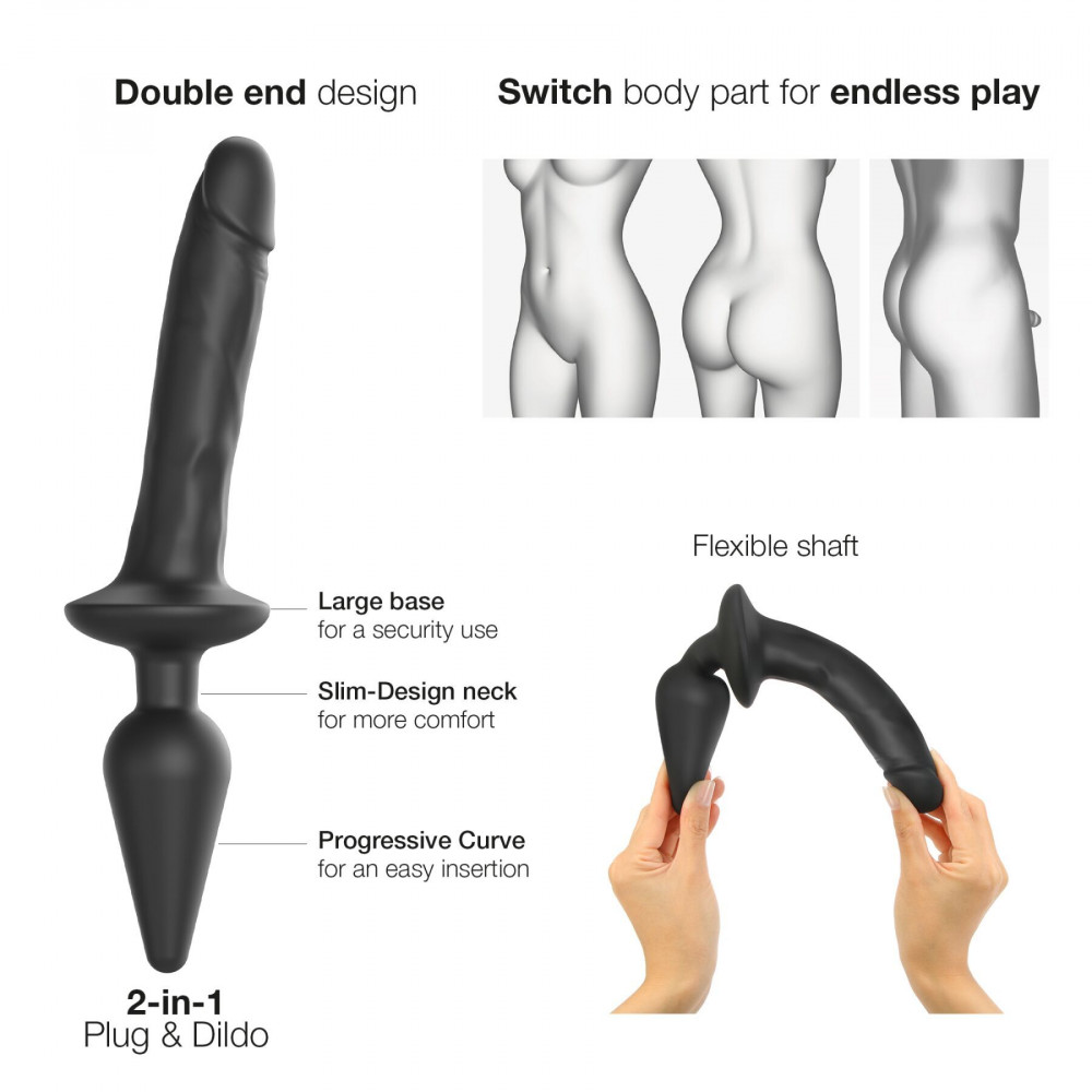 Секс игрушки - Анальная пробка с дилдо Strap-On-Me SWITCH PLUG-IN REALISTIC DILDO BLACK - L (мятая упаковка) 5
