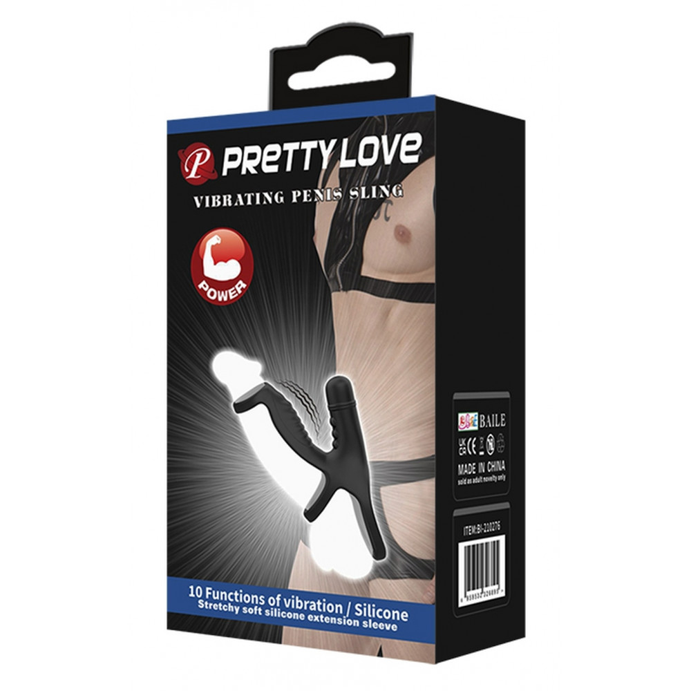 Эрекционные кольца и насадки на член - Насадка с вибрацией Pretty Love - VIBRATING PENIS SLING, 10 vibration functions, BI-210276 1