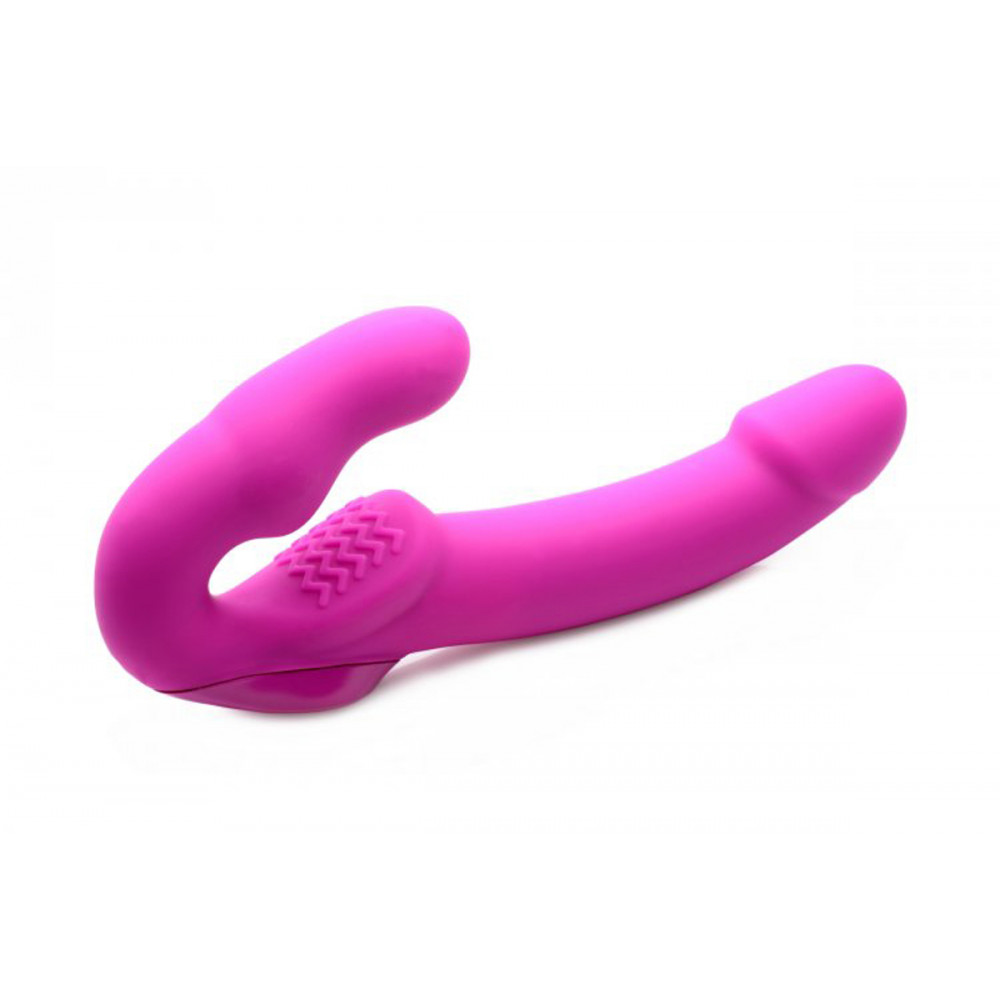 Секс игрушки - Безремневой страпон с вибрацией Strap U, силиконовый, розовый, 24.7 х 4 см 5