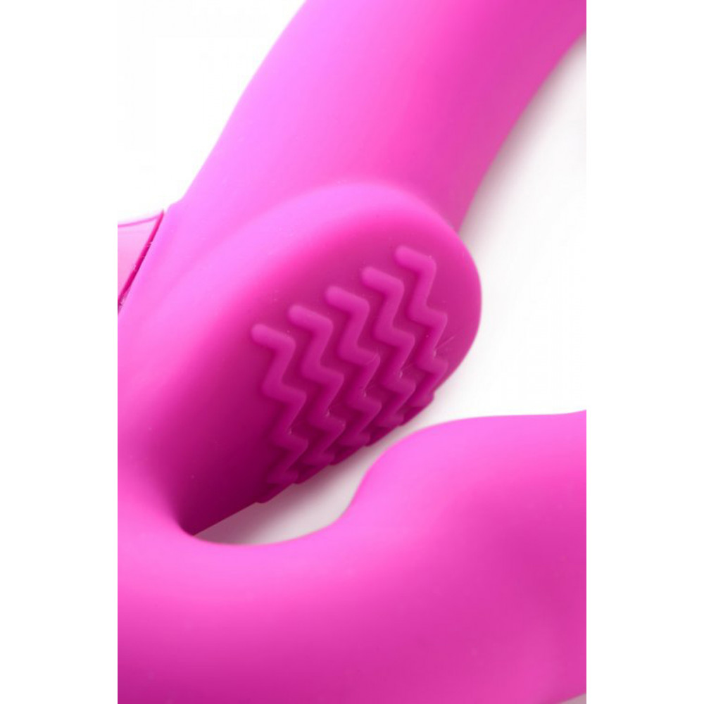 Секс игрушки - Безремневой страпон с вибрацией Strap U, силиконовый, розовый, 24.7 х 4 см 4