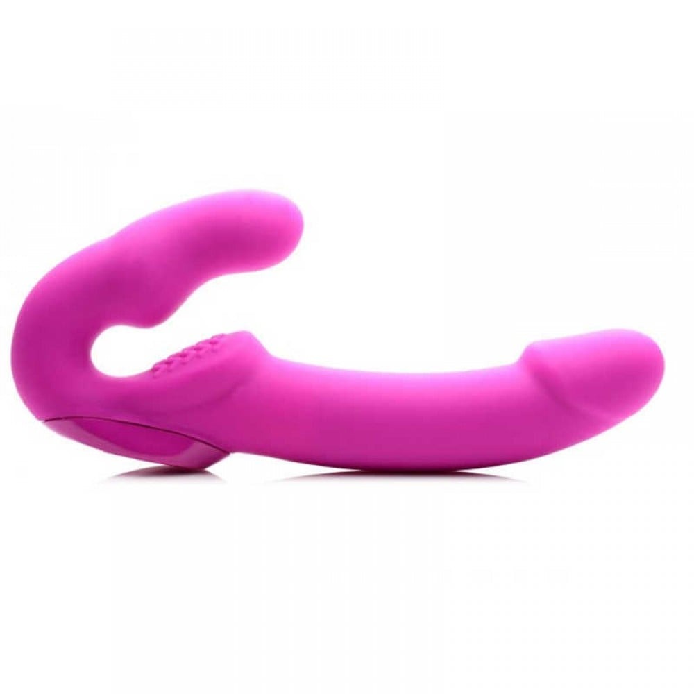 Секс игрушки - Безремневой страпон с вибрацией Strap U, силиконовый, розовый, 24.7 х 4 см