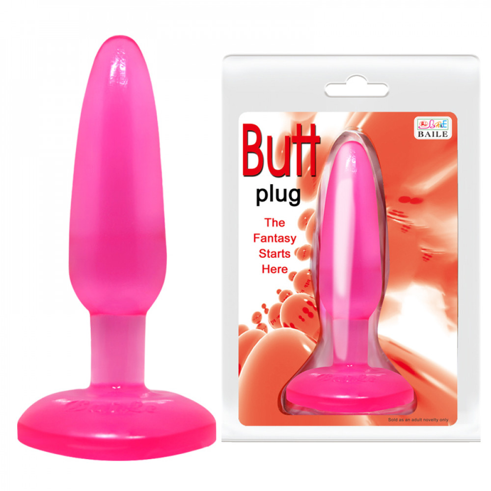 Анальные игрушки без вибрации - Анальная пробка на присоске BAILE Butt Plug, розовая, 14 × 3.5 см