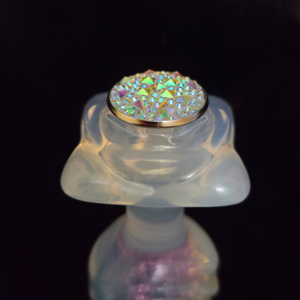 Анальные игрушки без вибрации - Анальная пробка ребристая UNIVIBE с камнем, силиконовая, радужная, 9 х 4.2 см 13