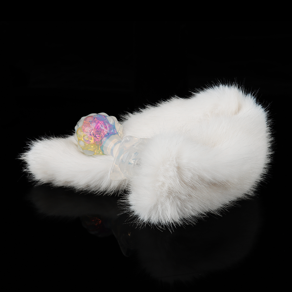 Анальные игрушки без вибрации - Анальная пробка ребристая UNIVIBE с камнем, силиконовая, радужная, 9 х 4.2 см 8