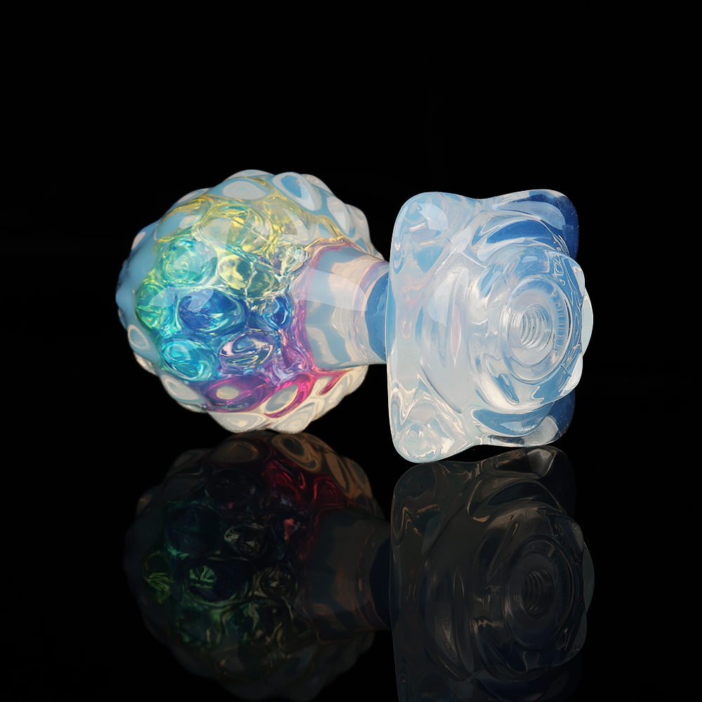 Анальные игрушки без вибрации - Анальная пробка ребристая UNIVIBE с камнем, силиконовая, радужная, 9 х 4.2 см 5