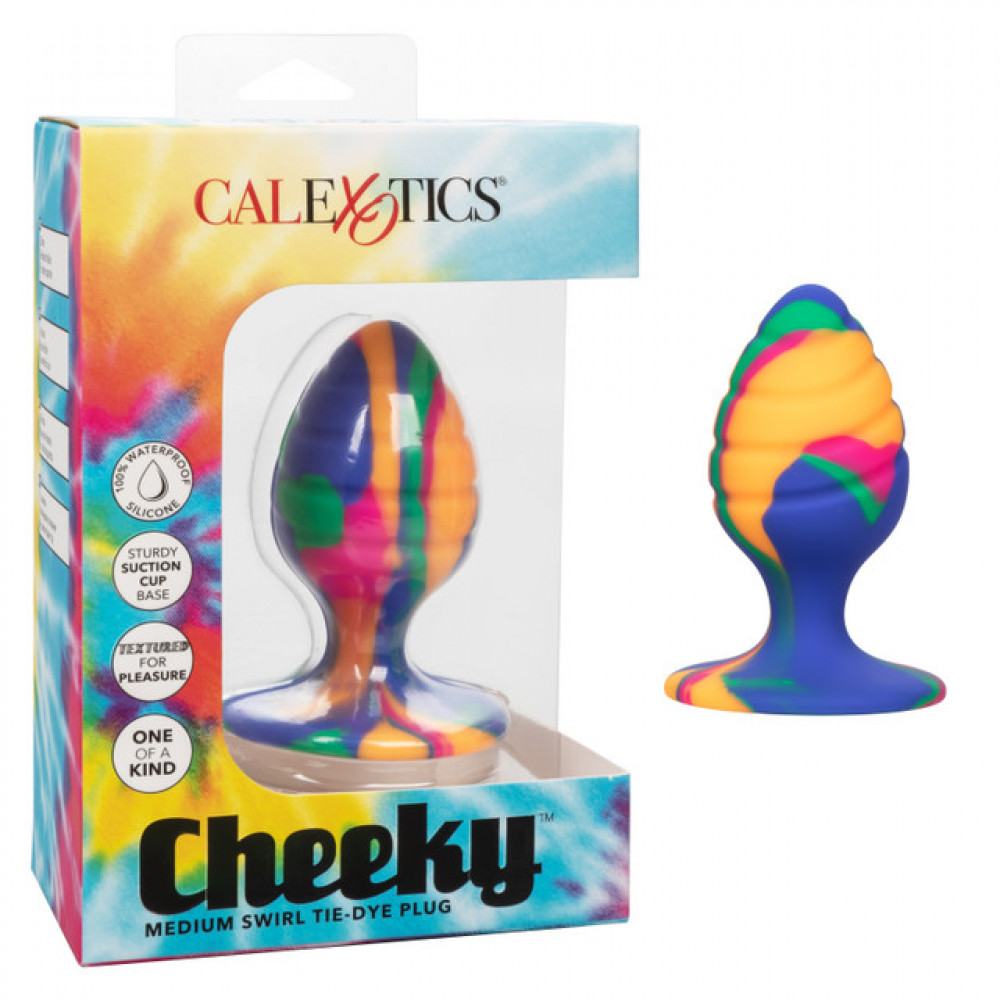 Секс игрушки - Анальная пробка рельефная, M, на присоске California Exotic Novelties разноцветная 3