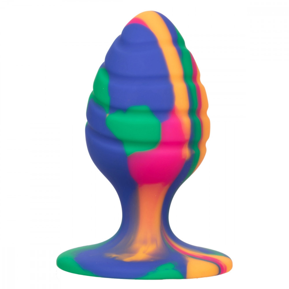 Секс игрушки - Анальная пробка рельефная, M, на присоске California Exotic Novelties разноцветная 8