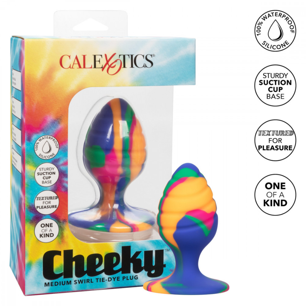 Секс игрушки - Анальная пробка рельефная, M, на присоске California Exotic Novelties разноцветная 2
